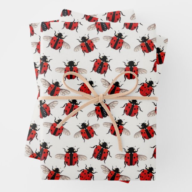 Marienkäfer-Muster Geschenkpapier Set (Beispiel)