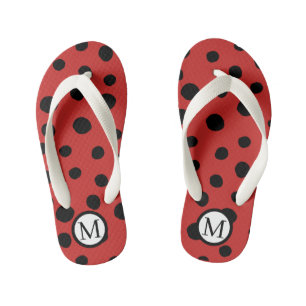 Marienkäfer-Muster-Monogramm-Kinder-Flip-Flops Kinderbadesandalen