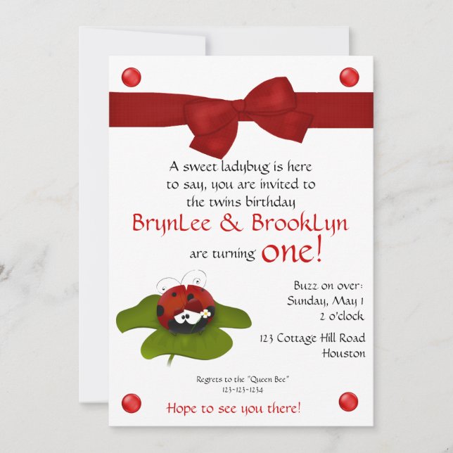 Marienkäfer paart Party Einladung #3 (Vorderseite)