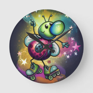 Marienkäfer-Roller-Disco-Wanduhr Runde Wanduhr
