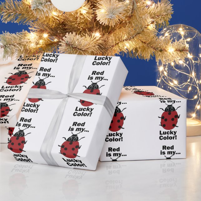 Marienkäfer Rot Ist Meine Glücksfarbe Lustiges Ins Geschenkpapier (Feiertage)