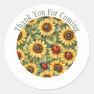 Marienkäfer Sonnenblume Danke Favor Runder Aufkleber