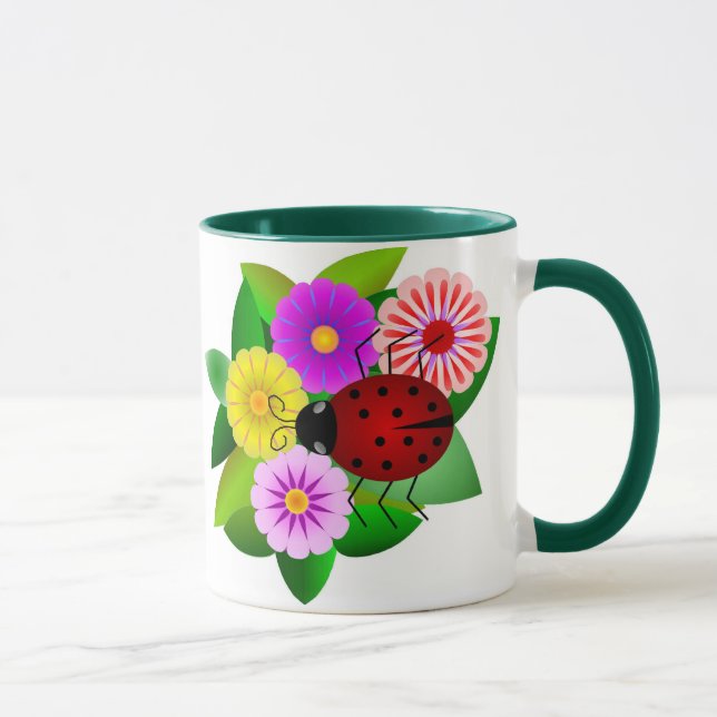 Marienkäfer und Blumen Tasse (Rechts)
