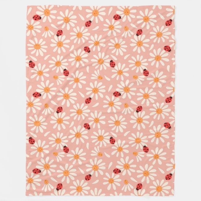 Marienkäfer und Gänseblümchen Fleece-Decke Fleecedecke (Vorderseite)