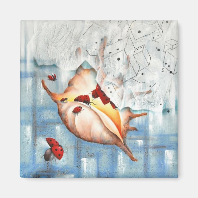 Marienkäfer und Muschel Magnet (Vorne)