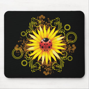 Marienkäfer und Sonnenblume Mousepad