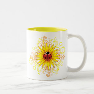 Marienkäfer-und Sonnenblume-Tasse Zweifarbige Tasse