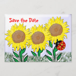 Marienkäfer und Sonnenblumen Einladung