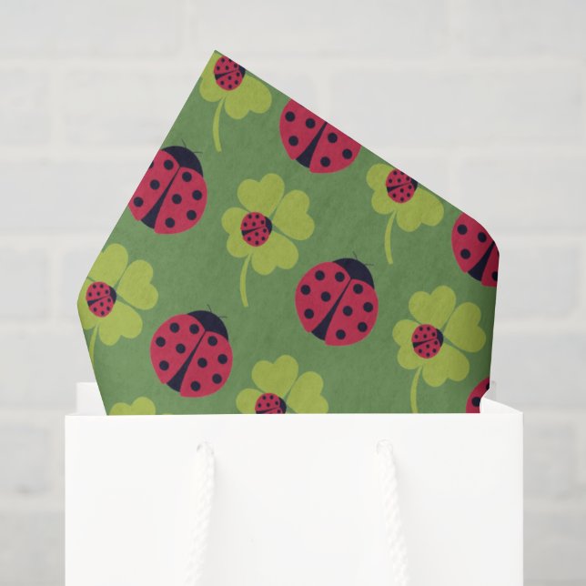 Marienkäfer und Vierglücksklee Seidenpapier (Geschenk Tasche)
