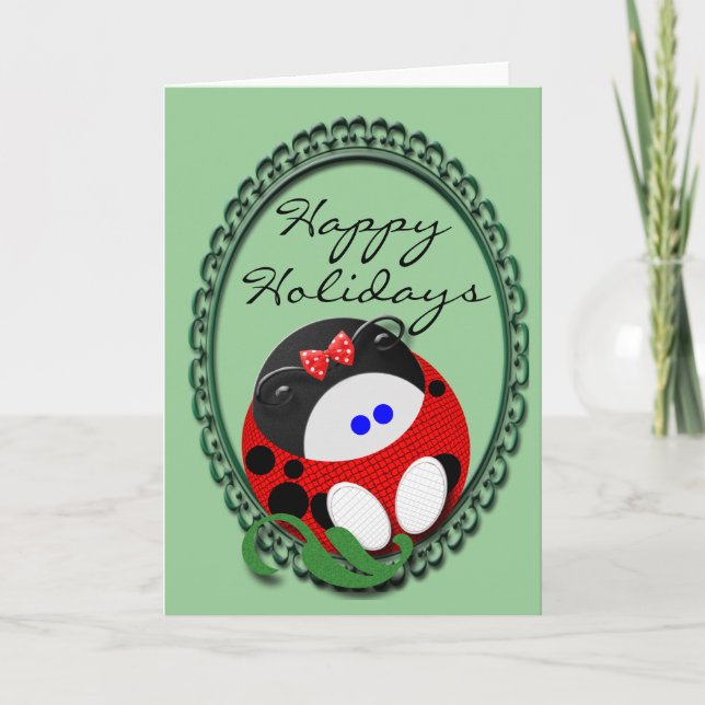 Marienkäfer-Weihnachten Feiertagskarte (Vorderseite)