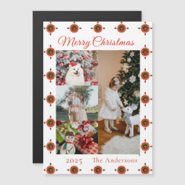 Marienkäfer-Weihnachts-Fotocollage Magnetkarte