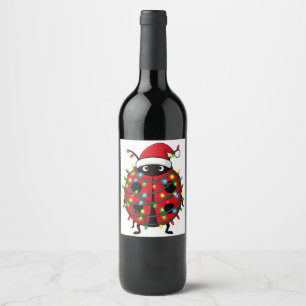 Marienkäfer Weihnachtsmann Hut Feiertag Insekt Wei Weinetikett