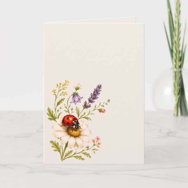 Marienkäfer Wildblume Karte (Vorderseite)
