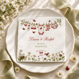 Marienkäfer Wildblumen Mädchen Baby Shower Serviette