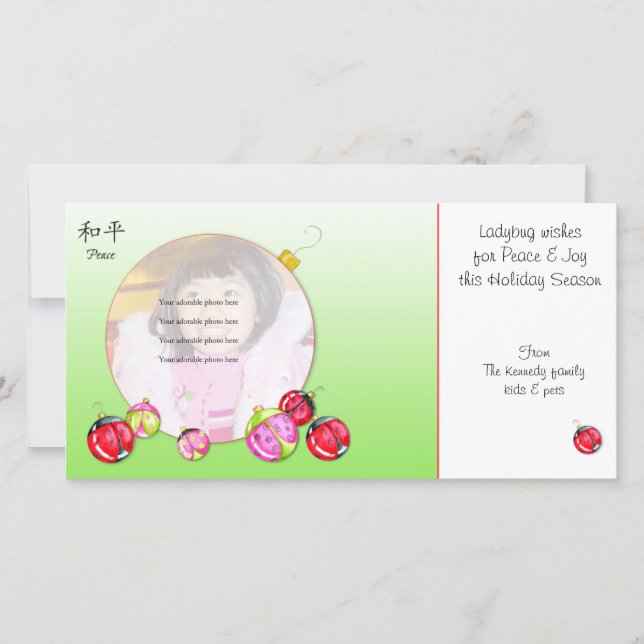 Marienkäfer wünscht Weihnachtskarte Feiertagskarte (Vorderseite)