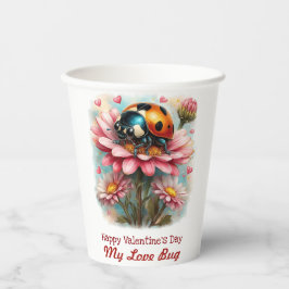 Marienkäfer zum Valentinstag auf Rosenblüten Pappbecher