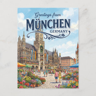 Marienplatz, München Deutschland Postkarte