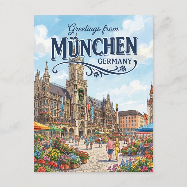 Marienplatz, München Deutschland Postkarte (Vorderseite)