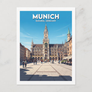 Marienplatz und Neues Rathaus München Deutschland Postkarte