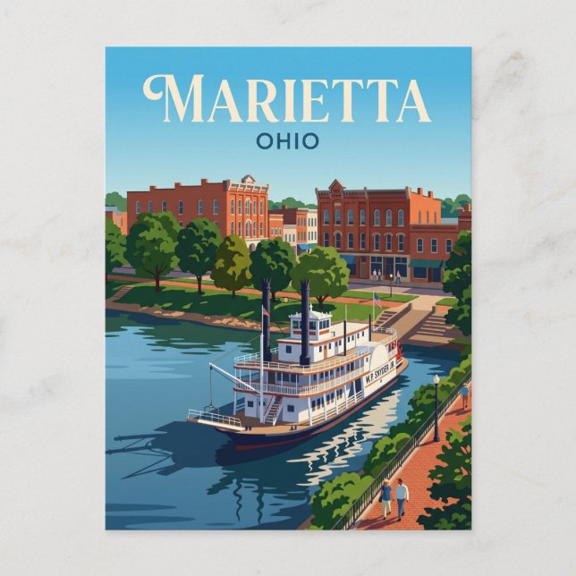 Marietta Ohio Postkarte (Vorderseite)