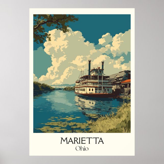 Marietta Ohio River Town Historic Riverboat Life Poster (Vorne)