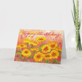 Marigold Autumn Blumen Watercolor Geburtstagskarte Karte