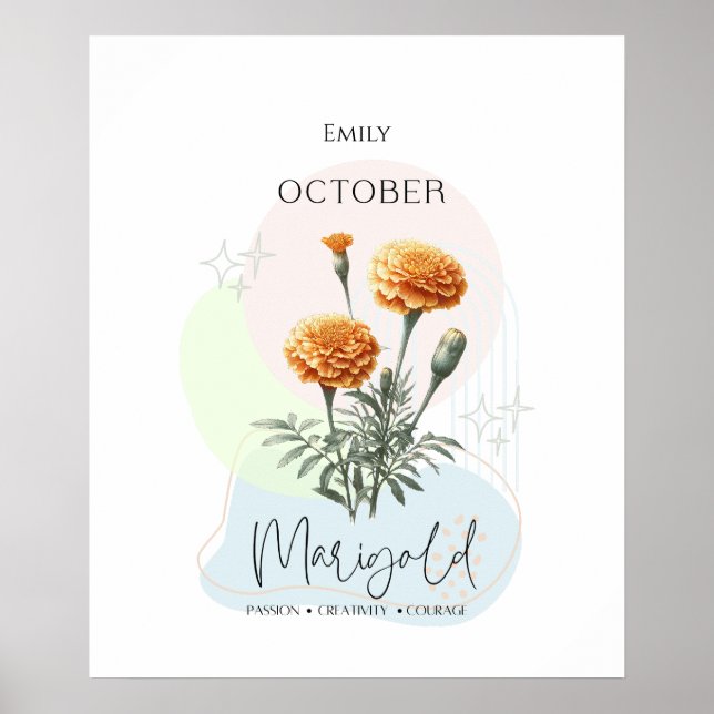 Marigold Birth Blume für Oktober Poster (Vorne)