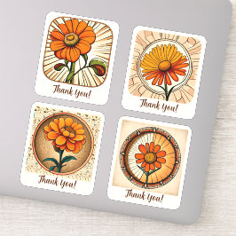 Marigold Blume Groovy Retro Personalisiert Aufkleber