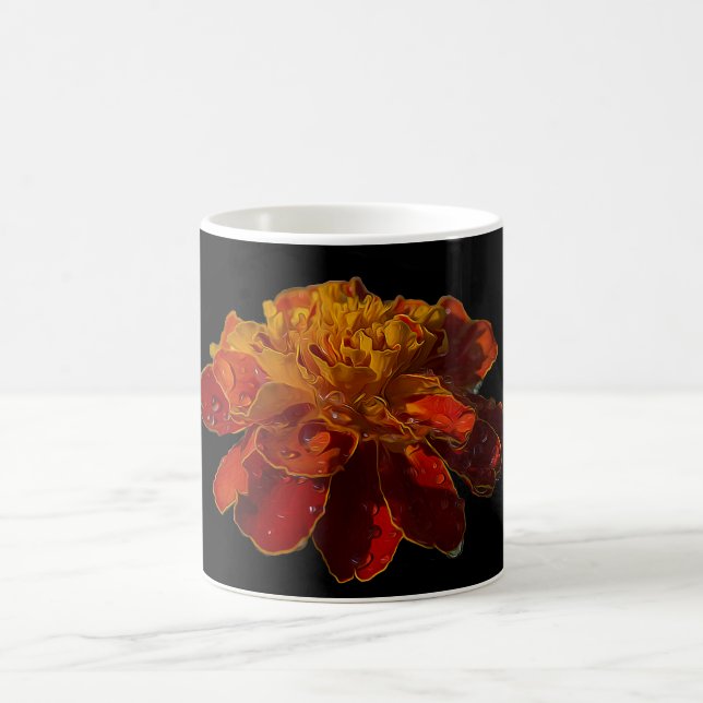 Marigold-Blume mit Wassertropfen Tasse (Mittel)