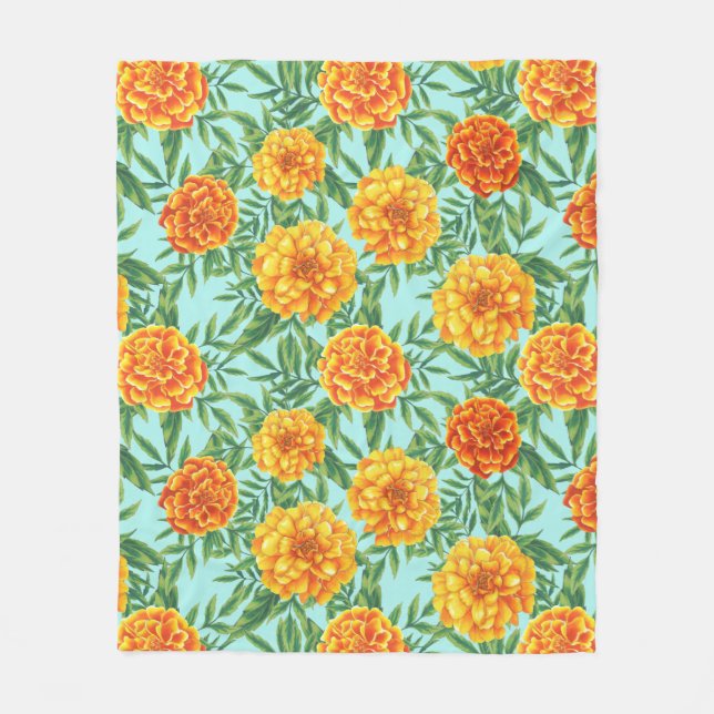 Marigold Blume Pattern Fleecedecke (Vorderseite)