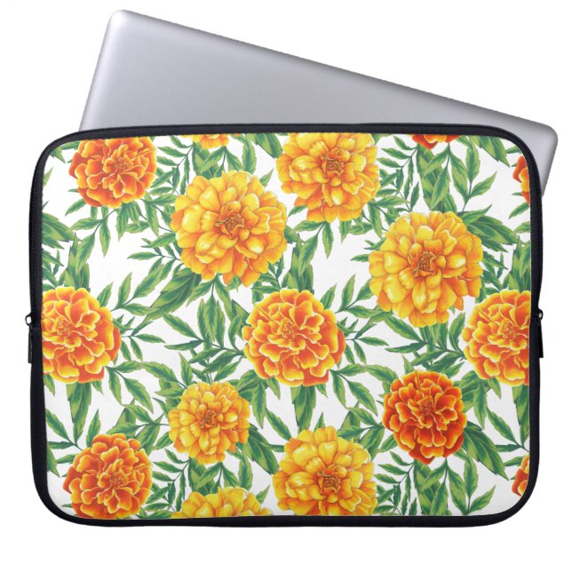 Marigold Blume Pattern Laptopschutzhülle (Vorderseite)