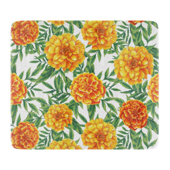 Marigold Blume Pattern Schneidebrett (Vorderseite)