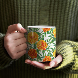 Marigold Blume Pattern Tasse