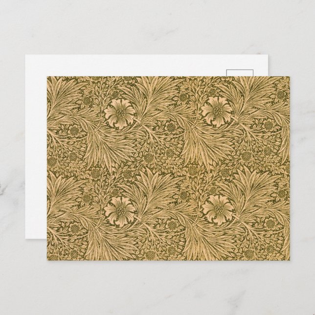 Marigold, Blume Wallpaper von William Morris Postkarte (Vorne/Hinten)