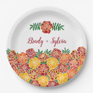 Marigold Bright Floral hinzufügen Coupons Namen Pappteller