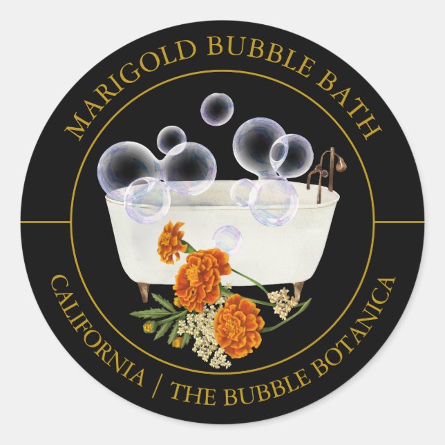 Marigold Bubble Bath-Label Runder Aufkleber (Vorderseite)