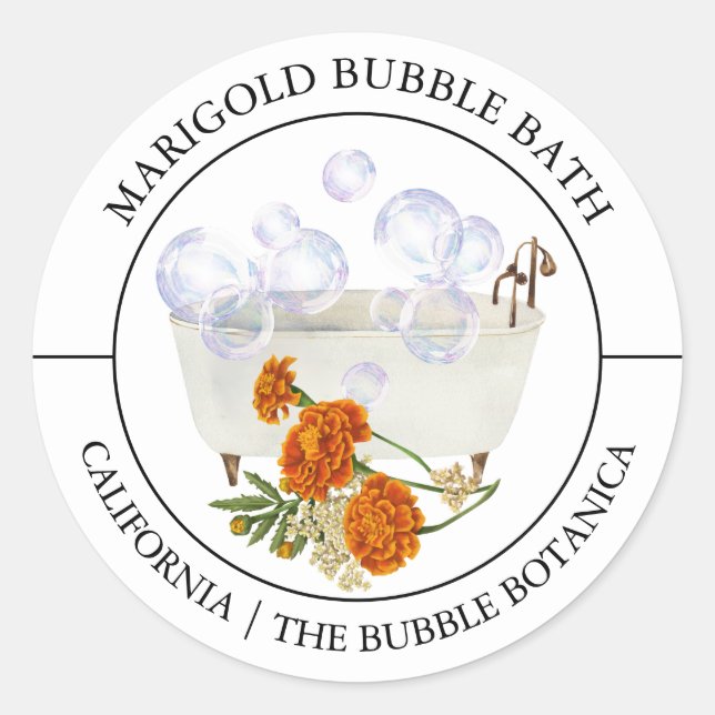 Marigold Bubble Bath-Label Runder Aufkleber (Vorderseite)