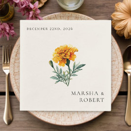 Marigold Elegant Watercolor Floral Yellow Wedding  Serviette