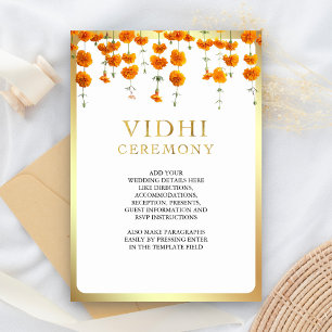 Marigold Floral South Indian Wedding Vidhi Begleitkarte
