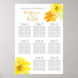 Marigold Gelbe Hochzeitstisch-Tischplaner 1-8 Poster