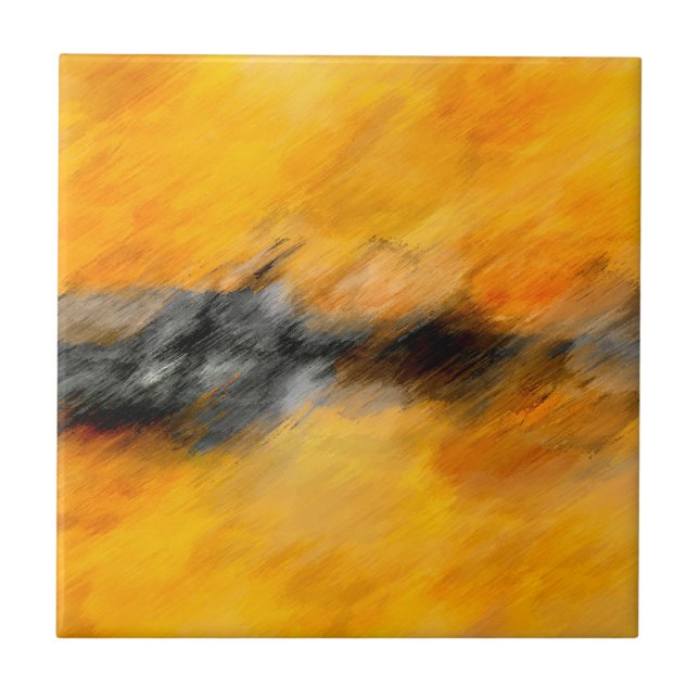 Marigold, grau und verbrannte Zitrone abstrakt Fliese (Vorderseite)