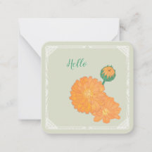 Marigold "Hello" Flat Note Card