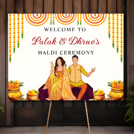 Marigold Joint Haldi feiert Begrüßungszeichen Poster