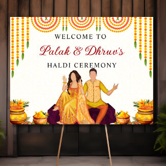Marigold Joint Haldi feiert Begrüßungszeichen Poster