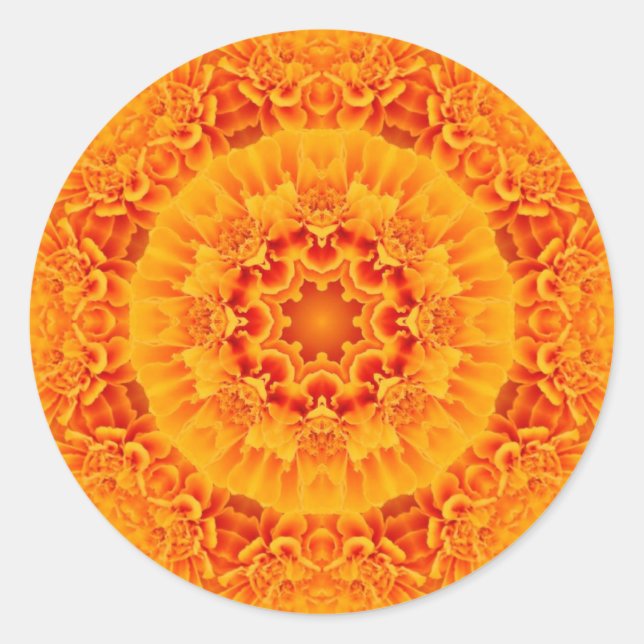 Marigold Mandala Runder Aufkleber (Vorderseite)