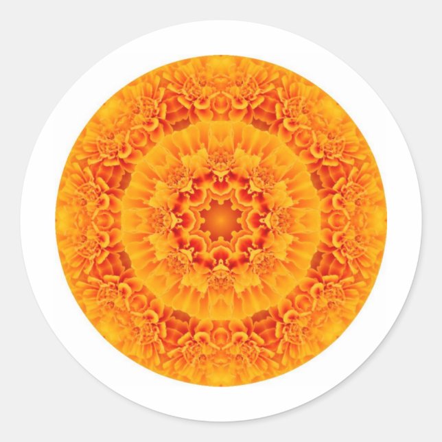 Marigold Mandala Runder Aufkleber (Vorderseite)