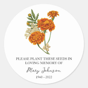 Marigold Memorial Beerdigung Seed Packet Runder Aufkleber