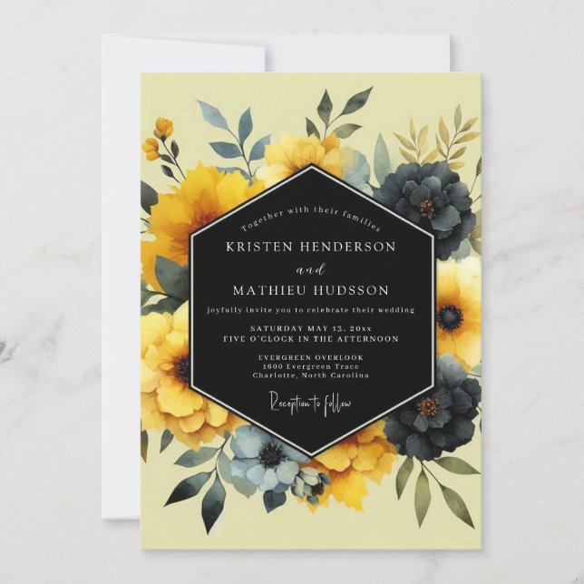 Marigold Noir Luminous Wedding Einladung (Vorderseite)