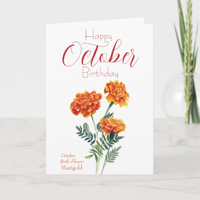 Marigold Oktober Blume Geburtstag Karte (Vorderseite)