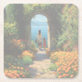 Marigold Path to the Sea | Acrylic Rechteckiger Pappuntersetzer
